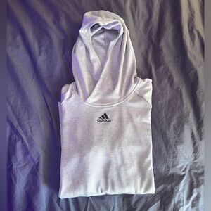 Silver Adidas Pullover Hoodie Zipper Pockets